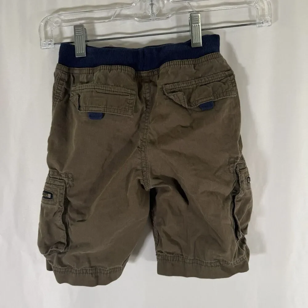 Hanna Andersson Cargo Shorts Boys 110 5 Green Pull On Drawstrong Zip Pockets
